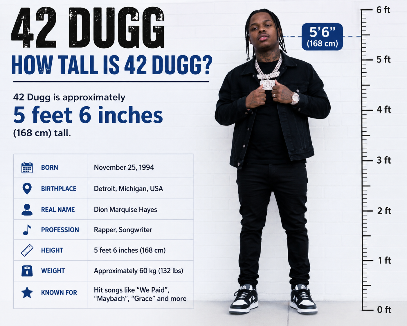 how tall is 42 dugg